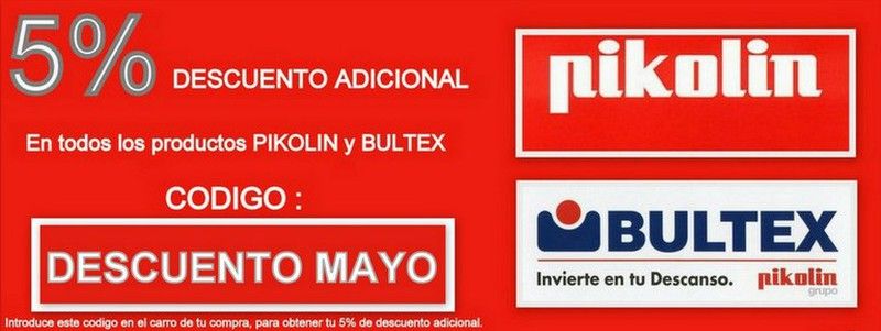 Ampliamos un més mas ,  la promoción del código de descuento de un 5%, para que lo puedas utilizar en tu compra de cualquier producto Pikolin y Bultex.