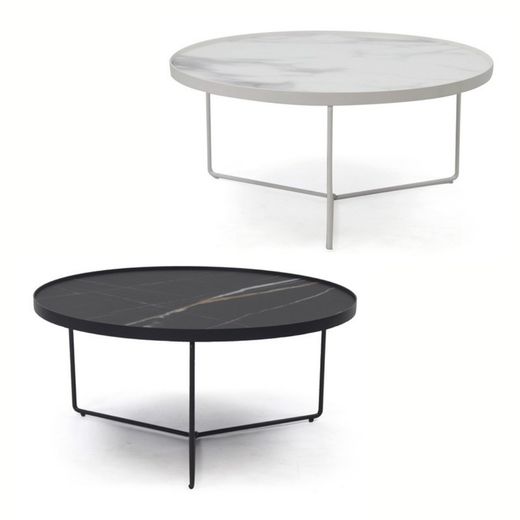 Mesa de centro de acero y cristal templado RONDA 80 cm