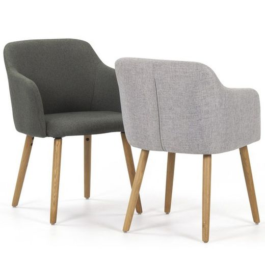 Sillón de madera de roble tapizado en tela - Arles