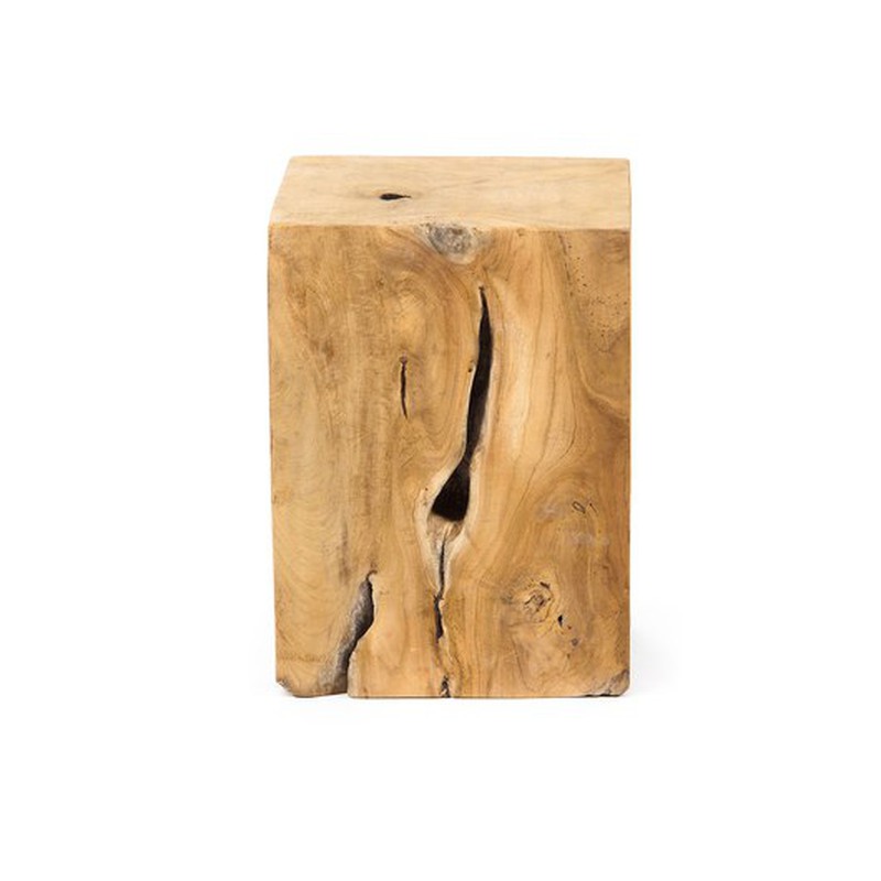 Taburete cuadrado en madera de teca natural - Block — Acomoda't